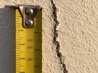 Close-up of the crack with a tape measure for scale